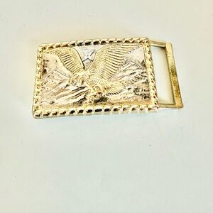 Vintage silver gold fly over eagle belt buckle